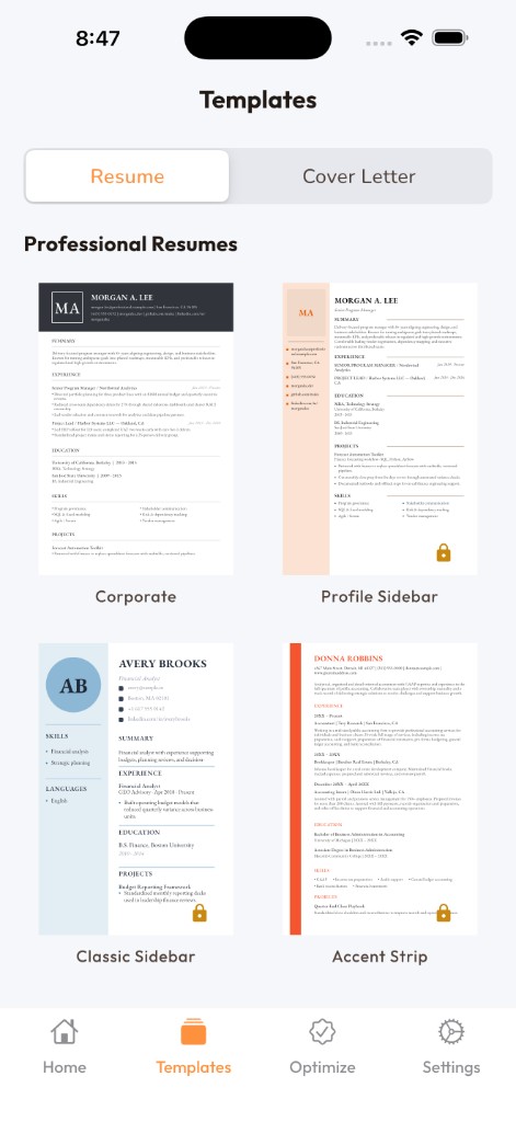Resume Builder - ATS CV Maker screenshot — Professional resume templates
