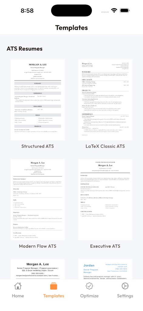 Resume Builder - ATS CV Maker screenshot — ATS resume templates